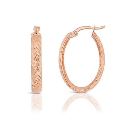 [EAR1134] 9R CHEVRON DIAMOND CUT OVAL HOOP