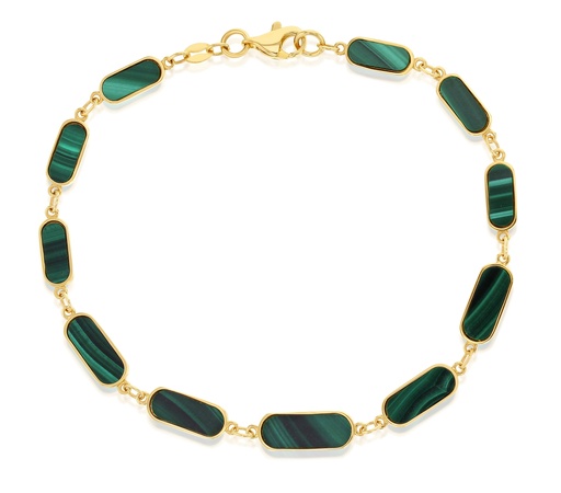 [BB205] 9Y GRADUATED OVAL MALACHITE BAR BRACELET