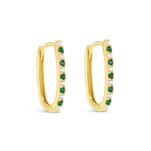 [EAR956] ## 9Y CZ + GRN PAPERCLIP HUGGIE