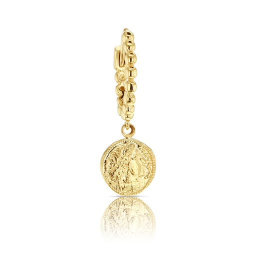 [EAR787] ## 9Y BEADED HUGGIE GREEK MEDALLI