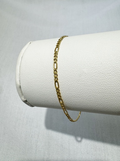 [XX0033] 9Y/925 BONDED/FILLED - FLAT 3+1 2.3MM FIGARO BRACELET (IMPORTED SAMPLE) - XX0033