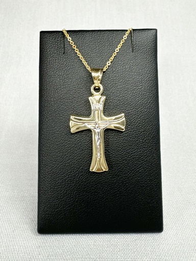 [XX0102] 9YW CRUCIFIX ON CURVED RIDGED CROSS - XX0102