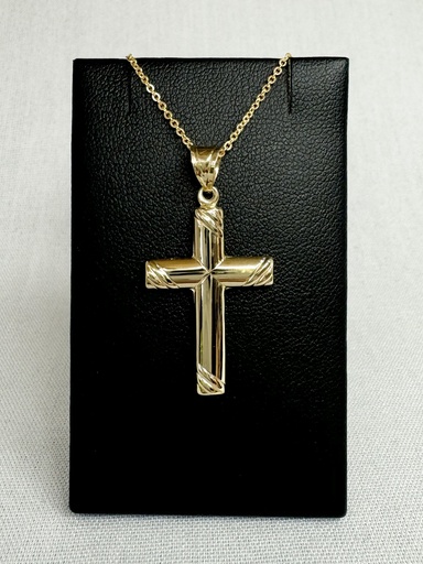 [XX0107] 9Y FLAT DOMED CROSS WITH DETAILED EDGES - XX0107