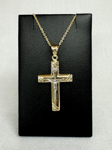 [XX0108] 9YW CRUCIFIX ON FLAT DOMED CROSS WITH DETAILED EDGES - XX0108