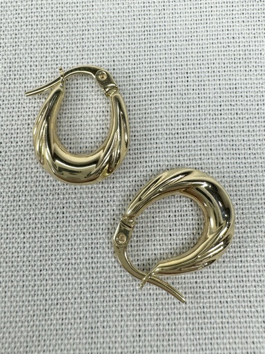 [XX0124] 9Y TWISTED LOOK OVAL CRESCENT HOOP - XX0124