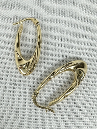 [XX0128] 9Y TWISTED LOOK LONG OVAL HOOP - XX0128