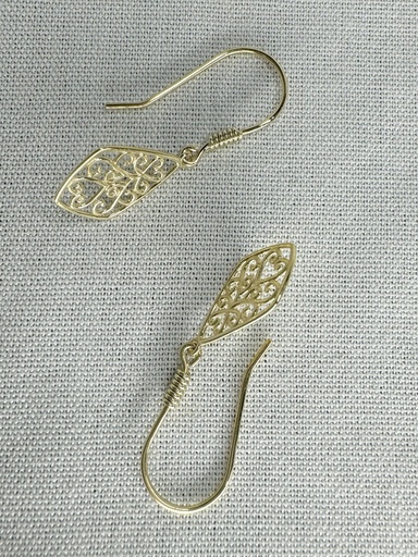 [XX0134] 9Y DIAMOND SHAPE FILIGREE DROP EARRING - XX0134