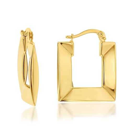 [EAR1173] ### 9Y POLISHED WIDE SQUARE HOOP