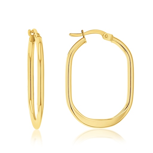 [EAR1176] 9Y ROUND TO FLAT OVAL HOOP