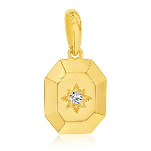 [STPD353] ### 9Y MEDALLION STYLE CZ SET OCTAGONAL PENDANT