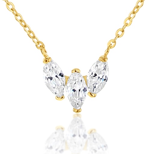 [BB210] 9Y TRIPLE MARQUISE CZ SET NECKLACE