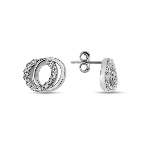 [EAR326] 9W CZ SET/POLISHED CIRCLE STUD