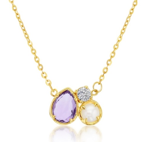 [BB212] 9Y TRIO MULTISTONE NECKLACE