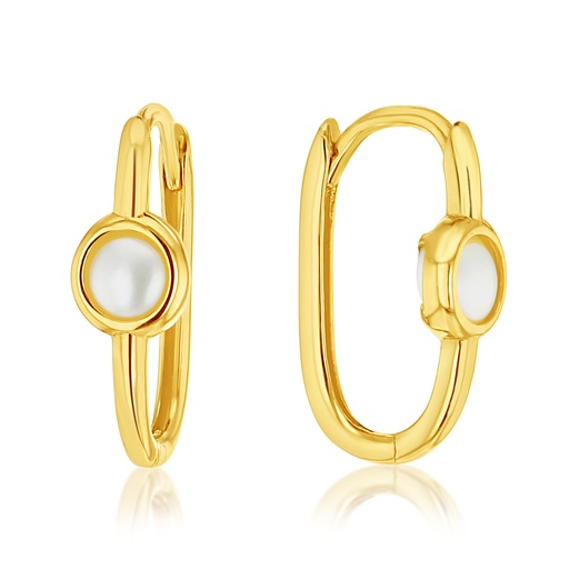 [EAR1207] 9Y ROUND FRESHWATER PEARL IN OVAL HUGGIE