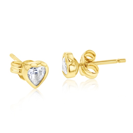 [EAR1226] 9Y CZ HEART BEZEL STUD EARRING