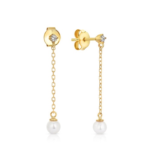 [EAR1236] ### 9Y PEARL DROP CZ STUD EARRING