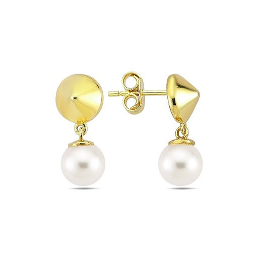 [EAR1237] ### 9Y POINTED STUD WITH PEARL DROP EARRING
