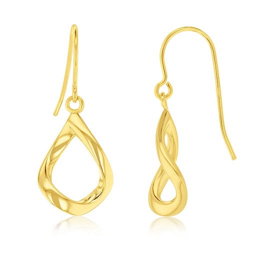 [EAR1247] ### 9Y OPEN WAVEY DROP EARRING