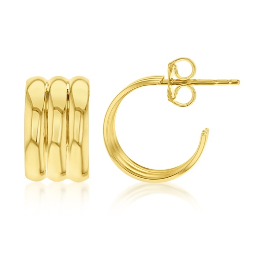 [EAR1255] ### 9Y WIDE TRIPLE HOOP STUD EARRING