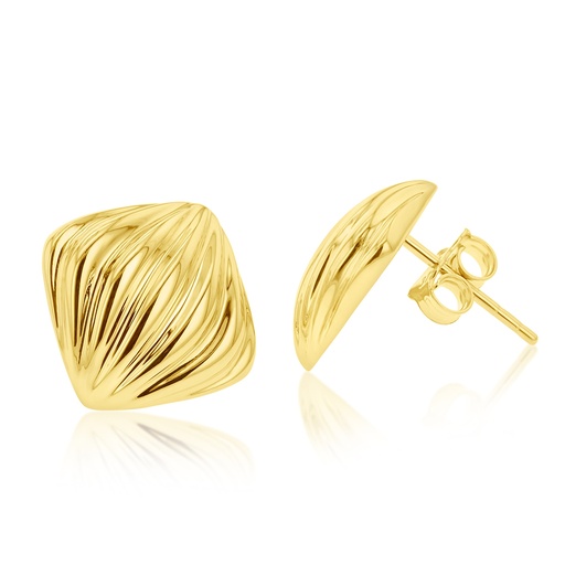 [EAR1261] 9Y LARGE DIAMOND RIPPLED STUD EARRING