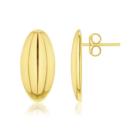 [EAR1263] 9Y LARGE OVAL POLISHED STUD EARRING
