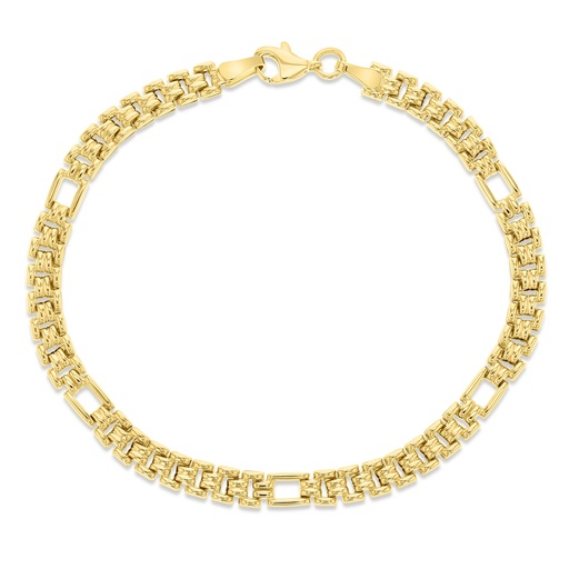 [BB222] 9Y HOLLOW STAMPED 8+1 GATE LINK BRACELET
