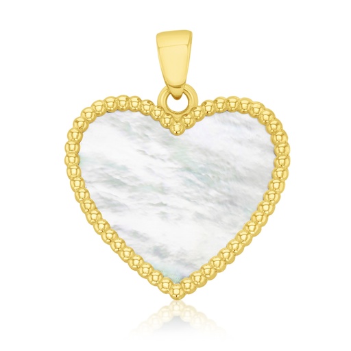 [PD152] 9Y LARGE M.O.P. BEADED HEART PENDANT