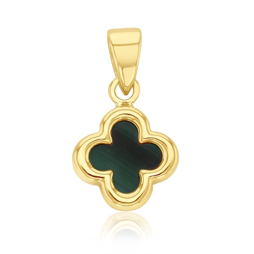 [PD160] ## 9Y SMALL PLAIN MALACHITE CLOVER PENDANT