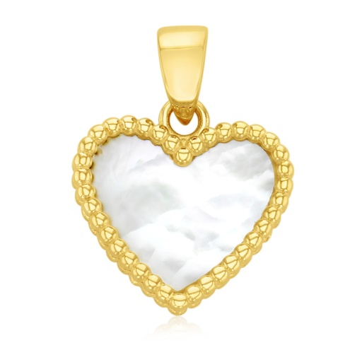 [PD164] 9Y SMALL M.O.P. BEADED HEART PENDANT