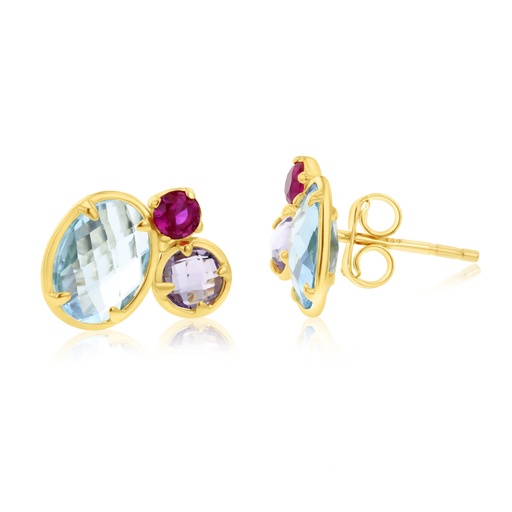 [EAR1268] ## 9Y TRIO MULTISTONE CLUSTER STUD EARRING