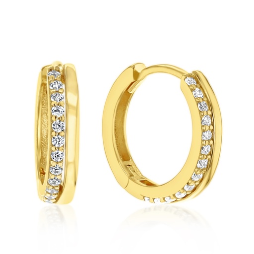 [EAR1270] 9Y SIDE BY SIDE CZ SET ROUND HUGGIE