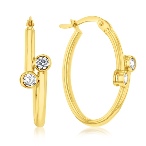 [EAR1274] ## 9Y DOUBLE ROUND CZ OVERLAP OVAL HOOP