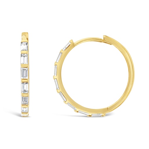 [EAR933] 9Y CZ 15MM BAGUETTE HUGGIE