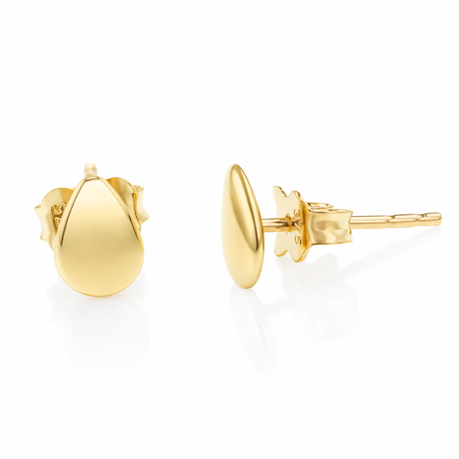 [EAR1293] 9Y FLAT TEARDROP SHAPED POLISHED STUD EARRING