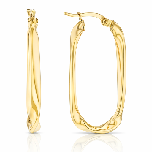 [EAR1295] 9Y LONG OVAL DROP HOOP WITH LOOSE TWIST