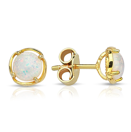 [EAR1305] 9Y SWIRL CLAW SET OPAL STUD