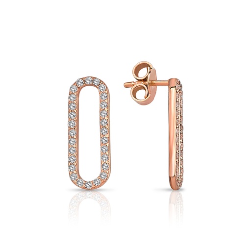 [EAR1328] 9P ELONGATED C.Z. OVAL DROP STUD