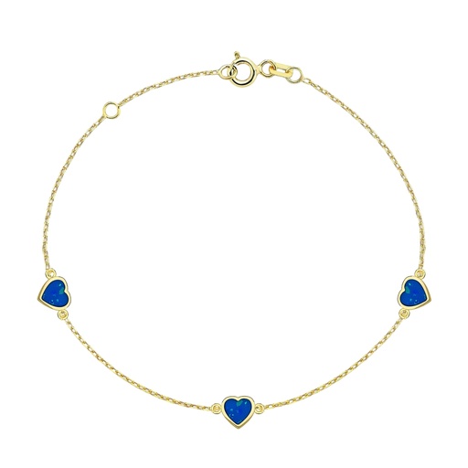 [BB244] 9Y SYNTHETIC OPAL BLUE HEART BRACELET