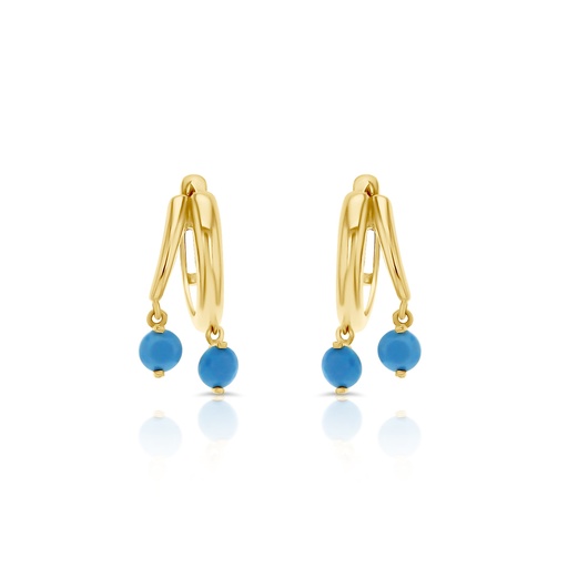 [EAR889] ## 9Y 10MM TURQUOISE DOUBLE DROP
