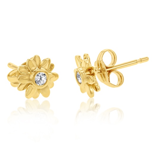 [EAR1337] 9Y FLOWER STUD WITH CZ EARRING