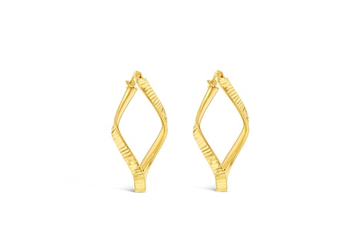 [EAR985] 9Y DIAMOND CUT TWIST HOOP