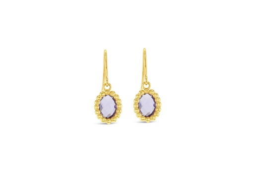 [EAR973] 9Y AMETHYST BEADED DROP EARRING