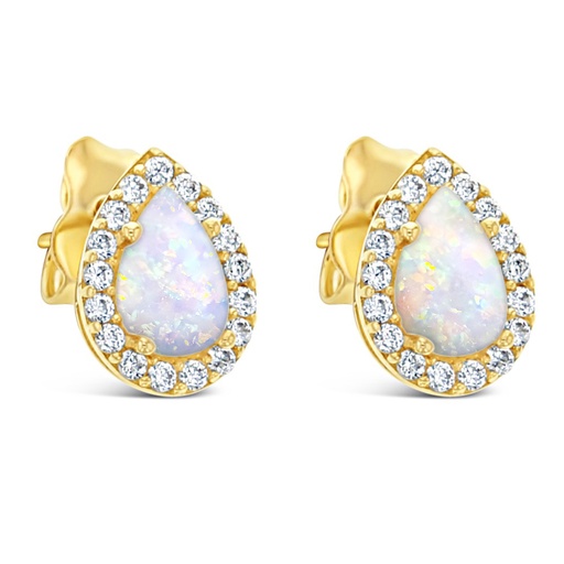 [EAR1017] ## 9Y OPAL & CZ TEAR DROP STUD