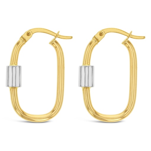 [EAR1003] ## 9Y PAPERCLIP HOOP WITH WHITE DETAIL
