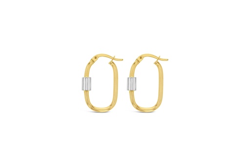 [EAR1003] 9Y PAPERCLIP HOOP WITH WHITE DETAIL