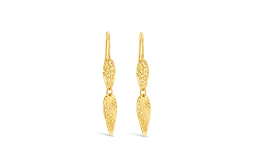 [EAR983] 9Y DIAMOND CUT & FILIGREE DROP EAR